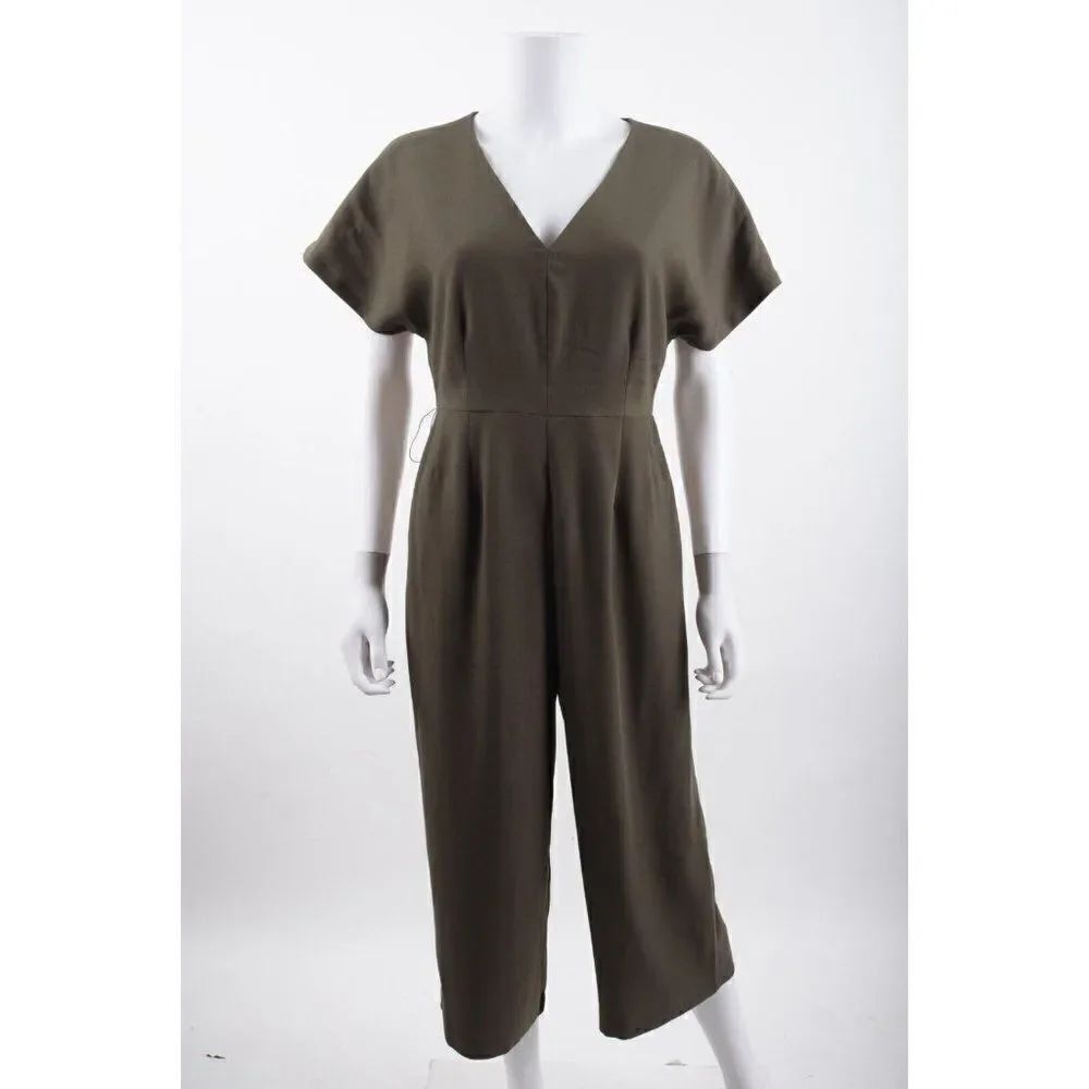 Boden Womens Romilly Jumpsuit UK 10P US 6P Green Culottes Cropped wide leg